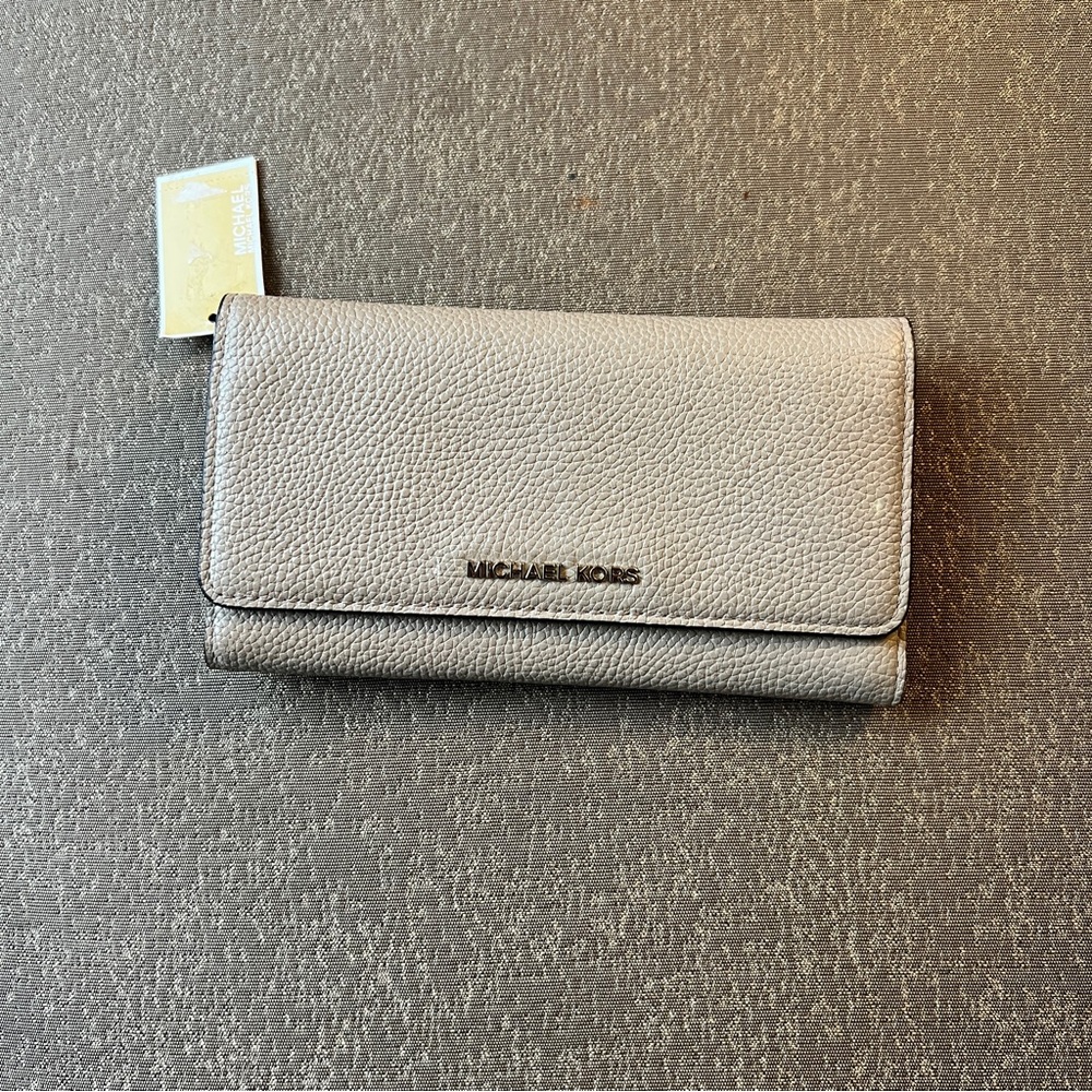 Michael Kors Large Trifold Leather Wallet Money Pieces Truffle 32F8TF6E3L